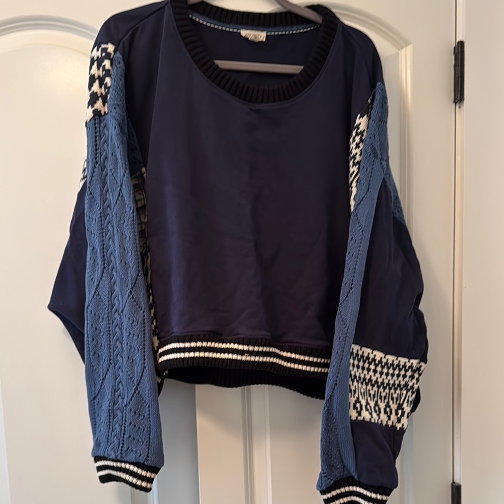 Pilcro Navy and Blue Knit Sweater